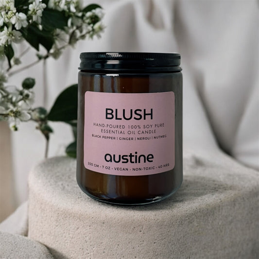 Blush Candle - All-Natural Soy Pure Essential Oil Candle with Wood Wick